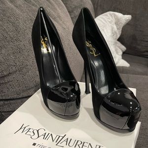 Yves Saint Laurent Size 37.5 Black Goat Leather Pumps NWT